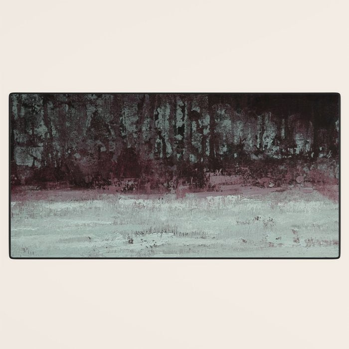 Abstract Textured Landscape in Burgundy  Pale Mint Desk Mat Gallery Image 3