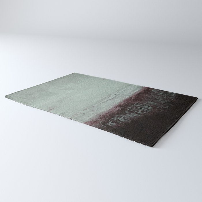 Abstract Textured Landscape in Burgundy  Pale Mint Rug Gallery Image 3