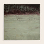 Abstract Textured Landscape in Burgundy  Pale Mint Wood Wall Art Gallery Image 1
