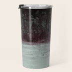 Abstract Textured Landscape in Burgundy  Pale Mint Travel Mug Gallery Image 3