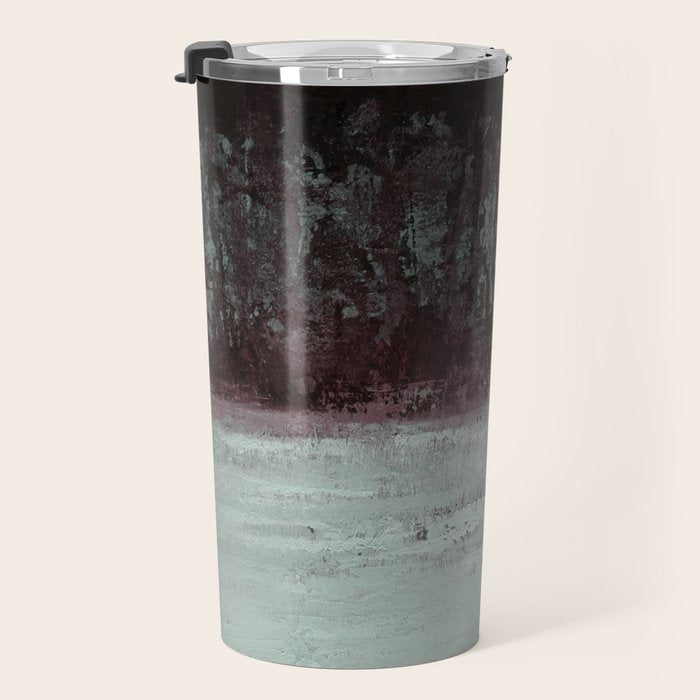 Abstract Textured Landscape in Burgundy  Pale Mint Travel Mug Gallery Image 3