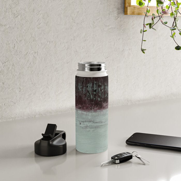 Abstract Textured Landscape in Burgundy  Pale Mint Water Bottle Gallery Image 4