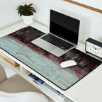 Abstract Textured Landscape in Burgundy  Pale Mint Desk Mat Gallery Image 2