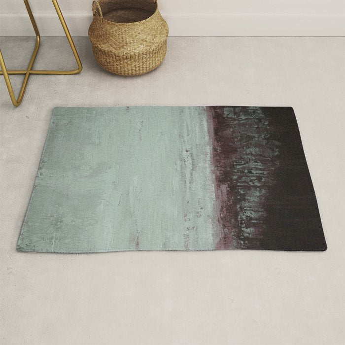Abstract Textured Landscape in Burgundy  Pale Mint Rug Gallery Image 1