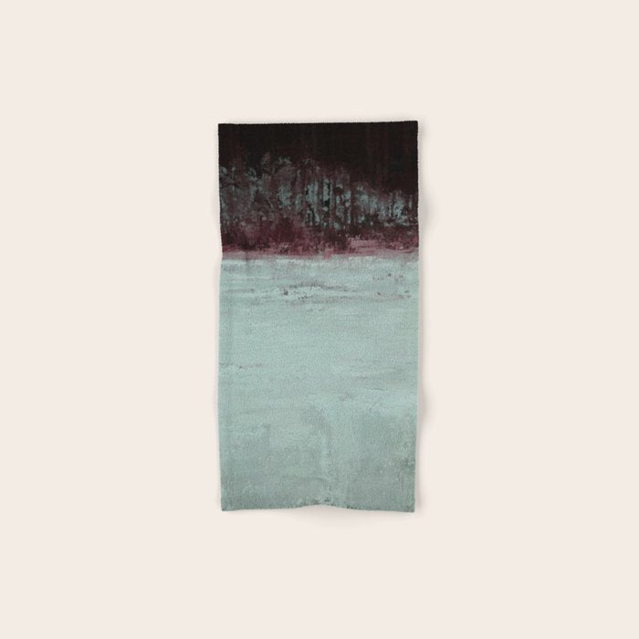 Abstract Textured Landscape in Burgundy  Pale Mint Bath Towel Gallery Image 1