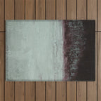 Abstract Textured Landscape in Burgundy  Pale Mint Outdoor Rug Gallery Image 1