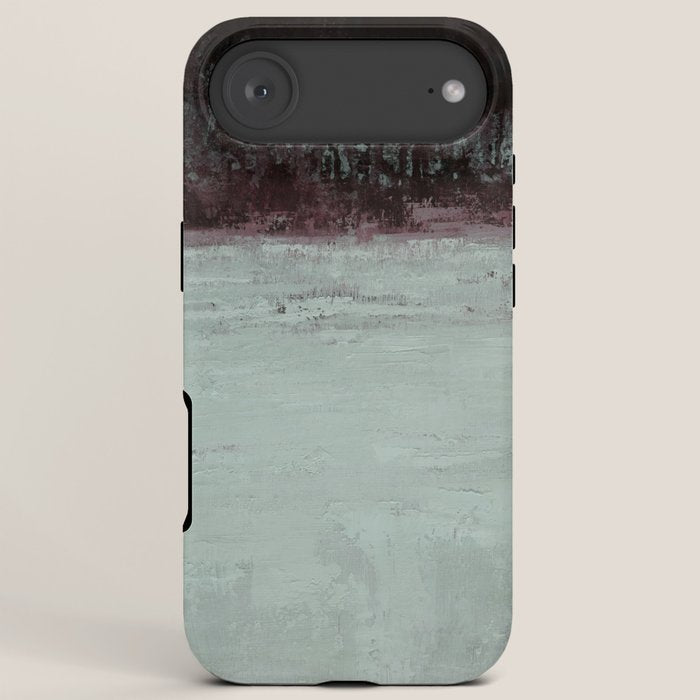 Abstract Textured Landscape in Burgundy  Pale Mint iPhone Case Gallery Image 6