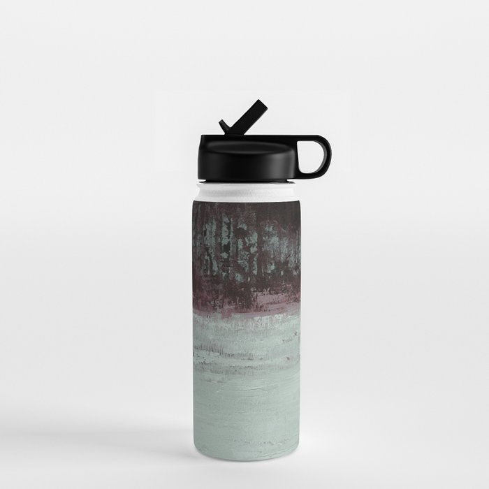 Abstract Textured Landscape in Burgundy  Pale Mint Water Bottle Gallery Image 1