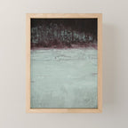 Abstract Textured Landscape in Burgundy  Pale Mint Mini Art Print Gallery Image 1