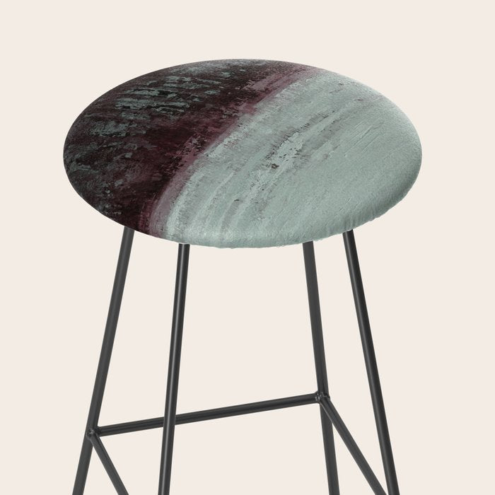 Abstract Textured Landscape in Burgundy  Pale Mint Stool Gallery Image 2