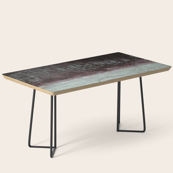 Abstract Textured Landscape in Burgundy  Pale Mint Coffee Table Gallery Image 1