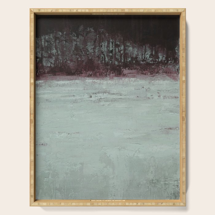 Abstract Textured Landscape in Burgundy  Pale Mint Serving Tray Gallery Image 1