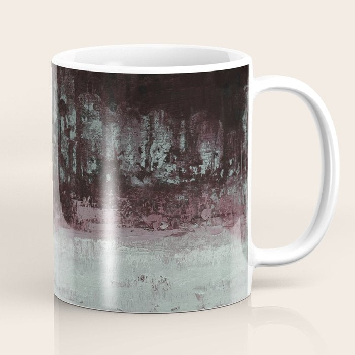Abstract Textured Landscape in Burgundy  Pale Mint Coffee Mug Gallery Image 1