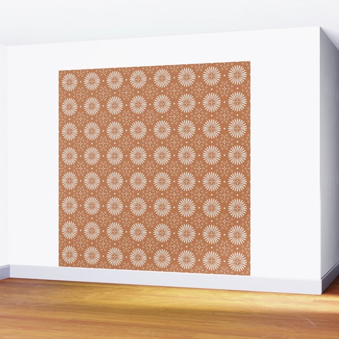 Bohemian Sun Print - terracotta aruba, sun, sunshine, tile, boho, clay, brown, happy, decor Wall Mural Gallery Image 2