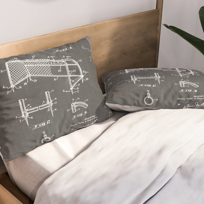 Soccer Patent - Soccer Goal Art - Black Chalkboard Pillow Sham Gallery Image 2