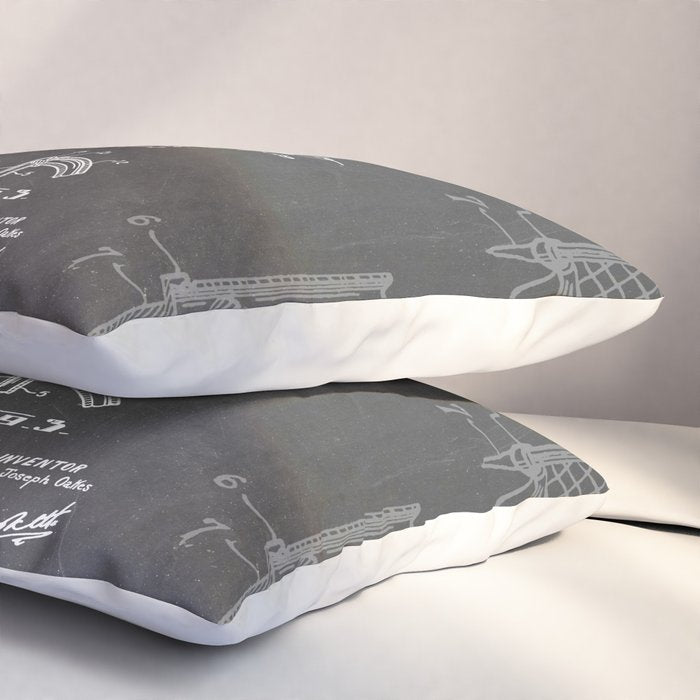 Soccer Patent - Soccer Goal Art - Black Chalkboard Pillow Sham Gallery Image 3