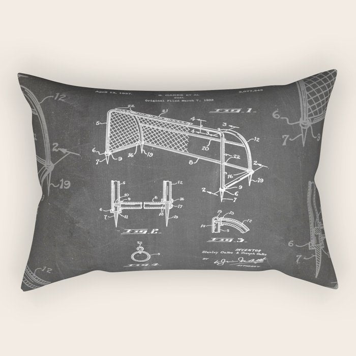 Soccer Patent - Soccer Goal Art - Black Chalkboard Rectangular Pillow Gallery Image 2