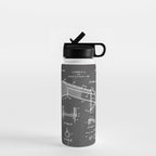 Soccer Patent - Soccer Goal Art - Black Chalkboard Water Bottle Gallery Image 1
