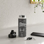 Soccer Patent - Soccer Goal Art - Black Chalkboard Water Bottle Gallery Image 4