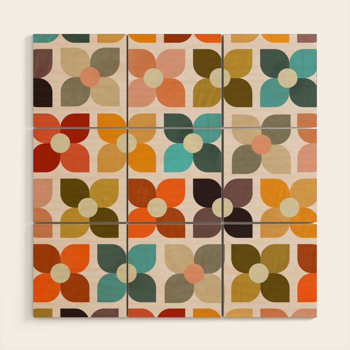 Bauhaus Geometric Flowers  Wood Wall Art Gallery Image 1