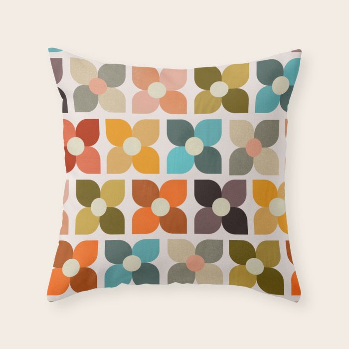 Bauhaus Geometric Flowers  Throw Pillow Gallery Image 6