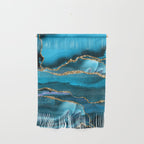 Abstract  Iceblue  And Gold Emerald Marble Landscape  Wall Hanging Gallery Image 1