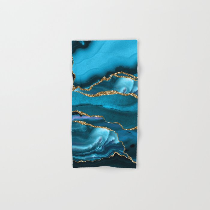 Abstract  Iceblue  And Gold Emerald Marble Landscape  Bath Towel Gallery Image 1