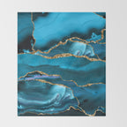 Abstract  Iceblue  And Gold Emerald Marble Landscape  Throw Blanket Gallery Image 2