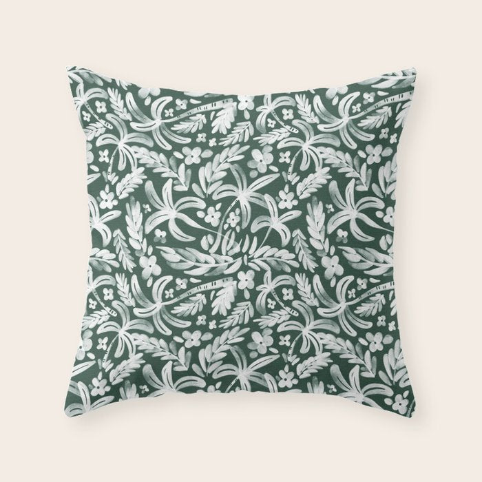 Greenish Tropical Palm Breeze Throw Pillow Gallery Image 1