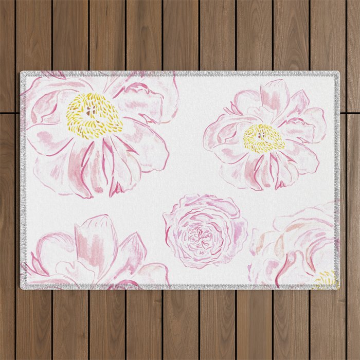 Abstract Flowers #society6 #buyart Outdoor Rug Gallery Image 1