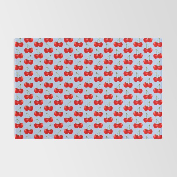 Y2K Cherries - Blue Pattern Large Rug Gallery Image 2