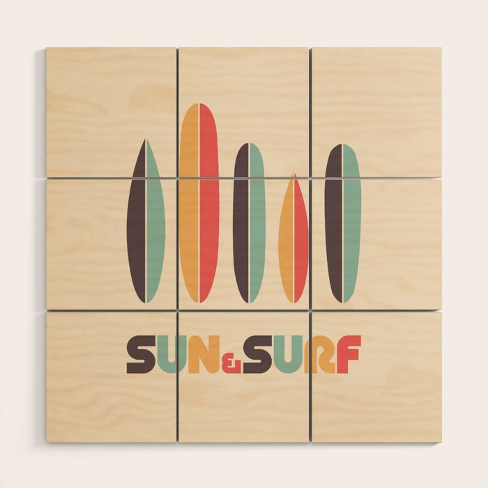 Sun & Surf Surfboards - Retro Rainbow Wood Wall Art Gallery Image 1