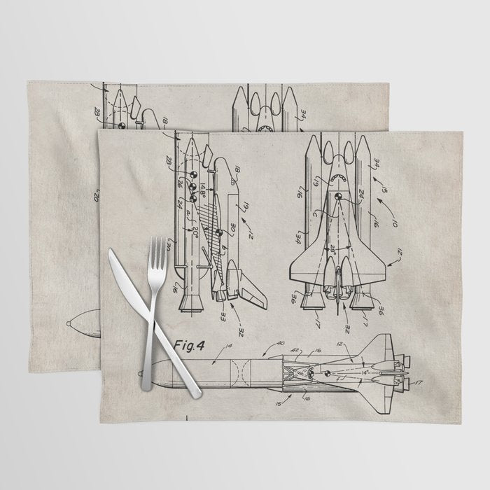 Nasa Space Shuttle Patent - Nasa Shuttle Art - Antique Placemat Gallery Image 1