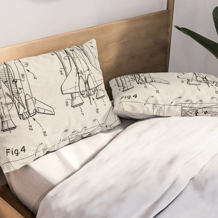 Nasa Space Shuttle Patent - Nasa Shuttle Art - Antique Pillow Sham Gallery Image 2
