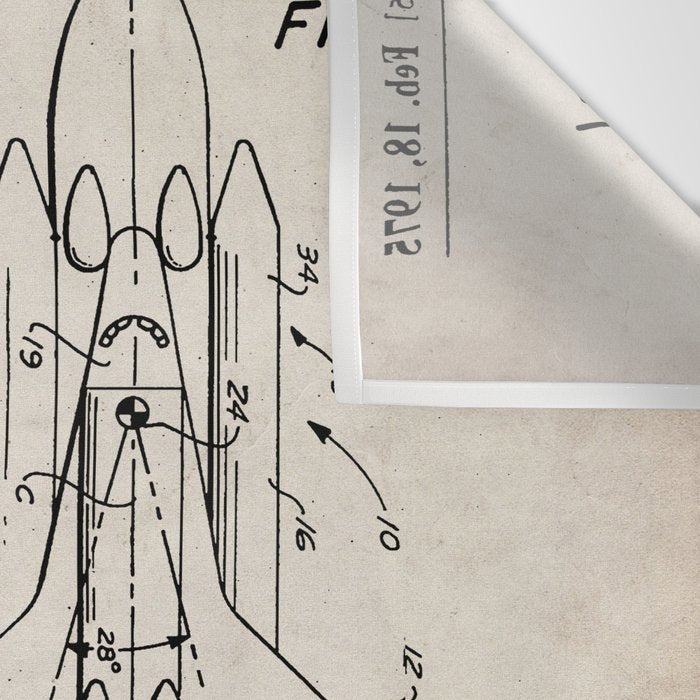 Nasa Space Shuttle Patent - Nasa Shuttle Art - Antique Wall Tapestry Gallery Image 3