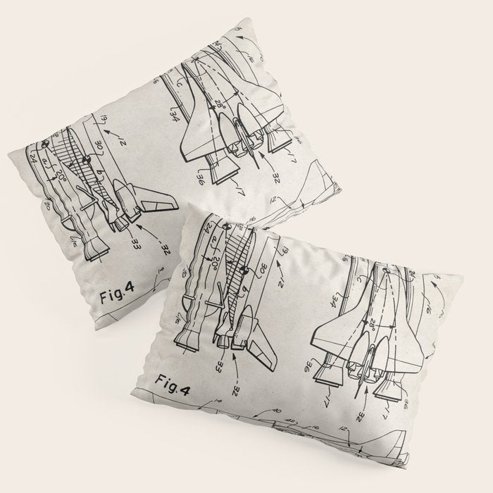 Nasa Space Shuttle Patent - Nasa Shuttle Art - Antique Pillow Sham Gallery Image 3