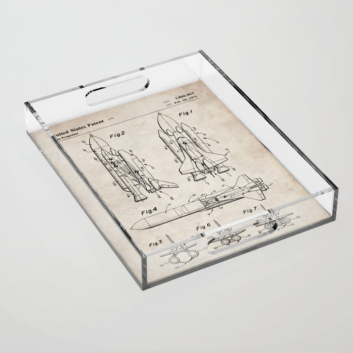 Nasa Space Shuttle Patent - Nasa Shuttle Art - Antique Acrylic Tray Gallery Image 1