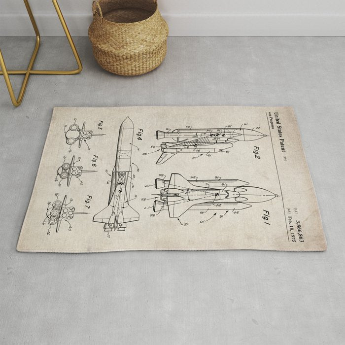 Nasa Space Shuttle Patent - Nasa Shuttle Art - Antique Rug Gallery Image 1
