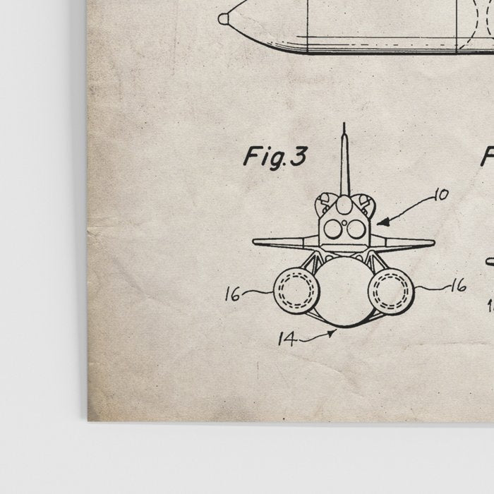 Nasa Space Shuttle Patent - Nasa Shuttle Art - Antique Poster Gallery Image 3