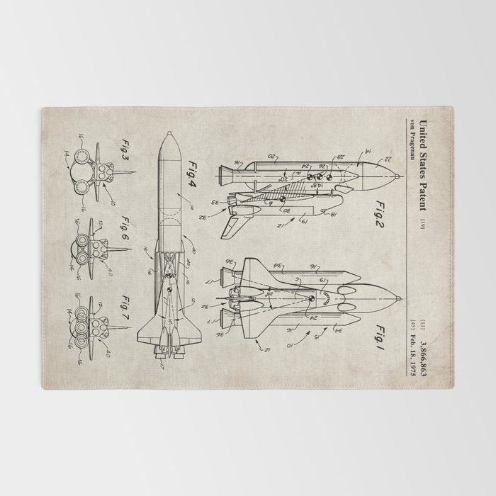 Nasa Space Shuttle Patent - Nasa Shuttle Art - Antique Rug Gallery Image 2