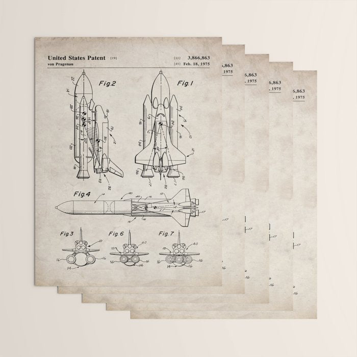 Nasa Space Shuttle Patent - Nasa Shuttle Art - Antique Wrapping Paper Gallery Image 3
