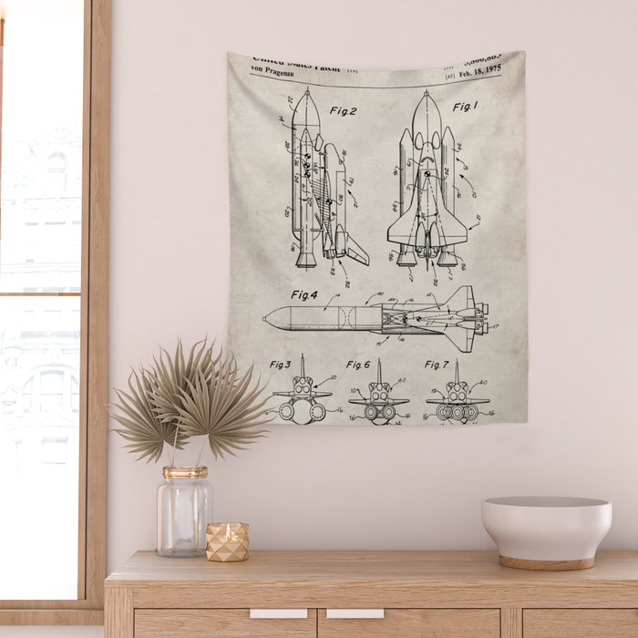 Nasa Space Shuttle Patent - Nasa Shuttle Art - Antique Wall Tapestry Gallery Image 2