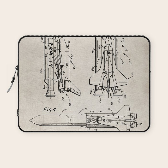 Nasa Space Shuttle Patent - Nasa Shuttle Art - Antique Laptop Sleeve Gallery Image 1