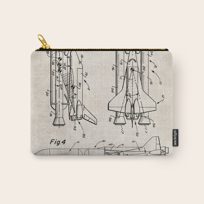 Nasa Space Shuttle Patent - Nasa Shuttle Art - Antique Carry All Pouch Gallery Image 1
