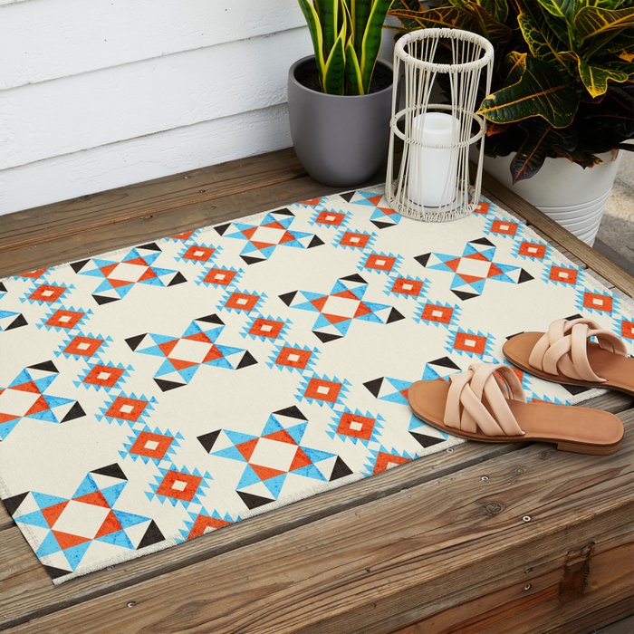 geometry navajo pattern no2 Outdoor Rug Gallery Image 2