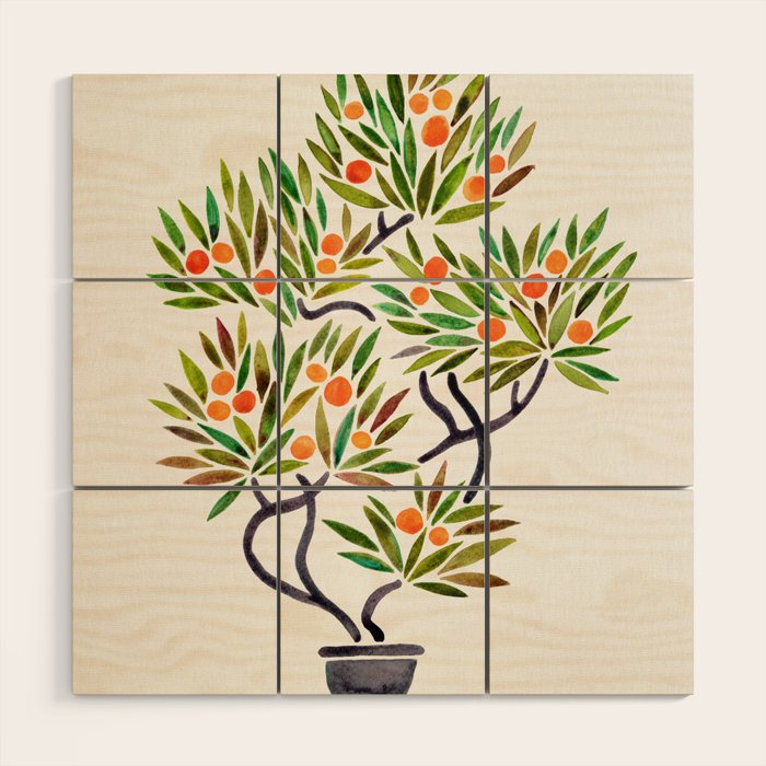 Bonsai Tree - Orange Fruit Wood Wall Art Gallery Image 1