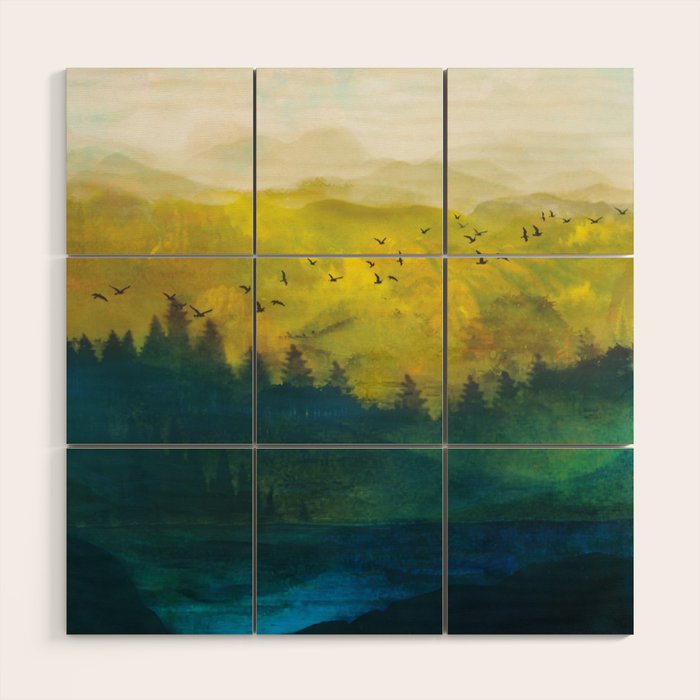 Mountain Lake Wood Wall Art Gallery Image 1