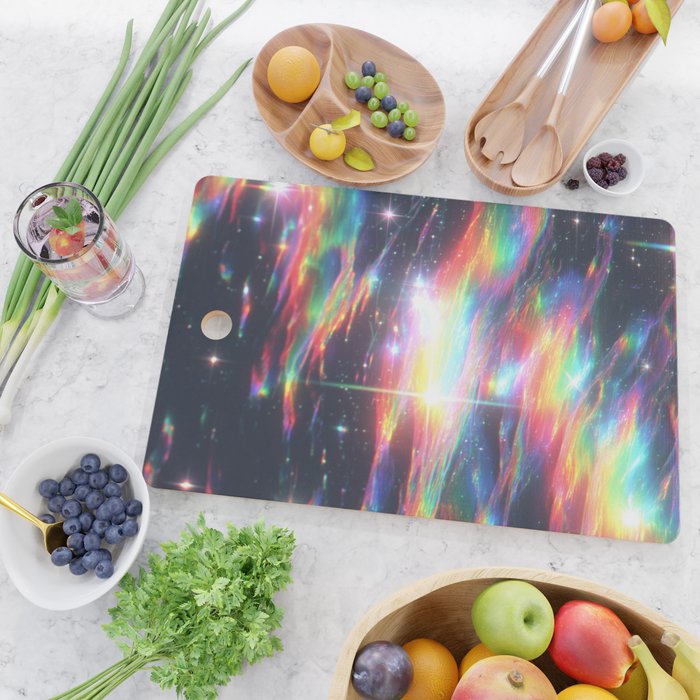 Celestial Rainbow Drift Abstract Space Prism Light and Ethereal Glow Cutting Board Gallery Image 2