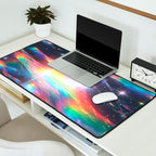 Celestial Rainbow Drift Abstract Space Prism Light and Ethereal Glow Desk Mat Gallery Image 2