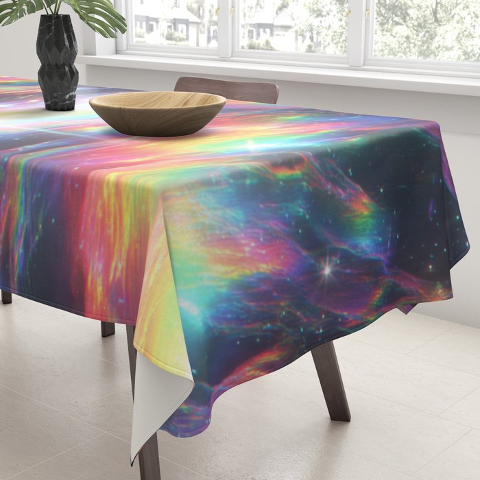 Celestial Rainbow Drift Abstract Space Prism Light and Ethereal Glow Tablecloth Gallery Image 3
